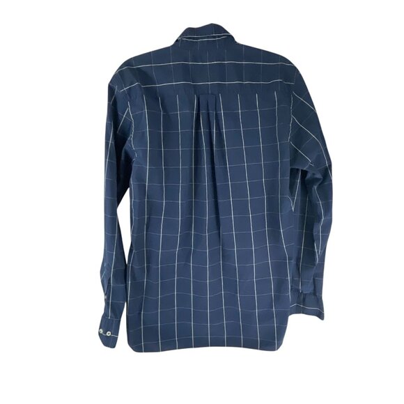 Tommy Hilfiger Men's Navy Blue Button-Down Shirt Windowpane Size M Cotton Blend - Picture 2 of 8